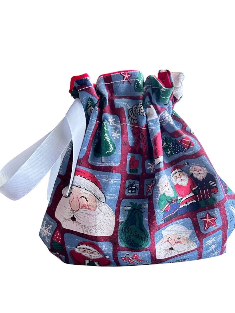 Hand Crafted Colorful Festive Christmas Themed Eco Friendly Reusable Gift Bag